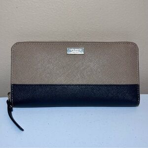 Kate Spade Neda Laurel Way Zip- Around Wallet Taupe/Black